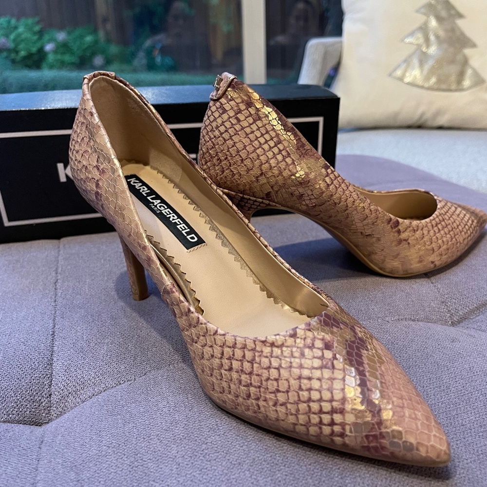 Karl Lagerfeld rose pink heel shoes